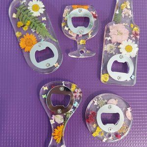 Floral resin bottle openers